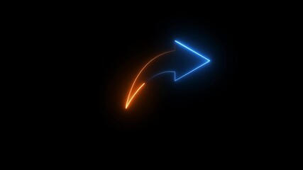 Abstract beautiful neon arrow icon animation solid background. - Powered by Adobe