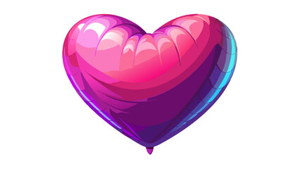 Shiny Heart Balloon with Pink to Purple Gradient on White Background