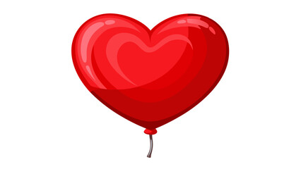 Bright Red Heart Shaped Balloon Floating on a White Background