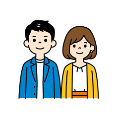 20代・30代の男女のシンプルな上半身イラスト素材セット＿ベクター＿カラー