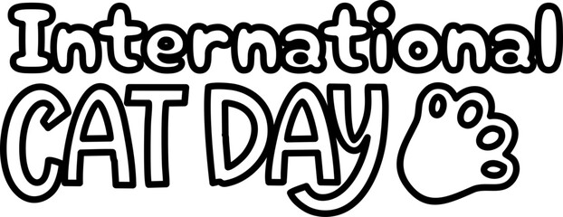 International Cat Day Typography Line Style