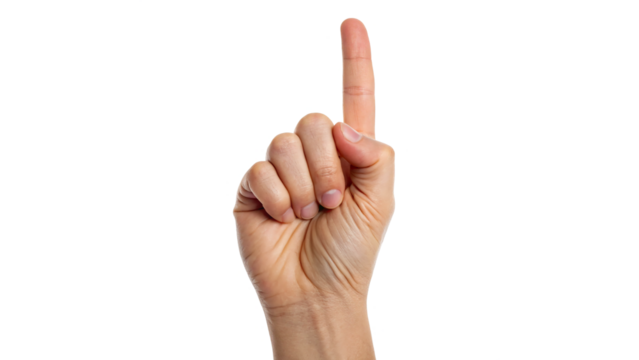 index finger showing pointing up isolated on transparent background	