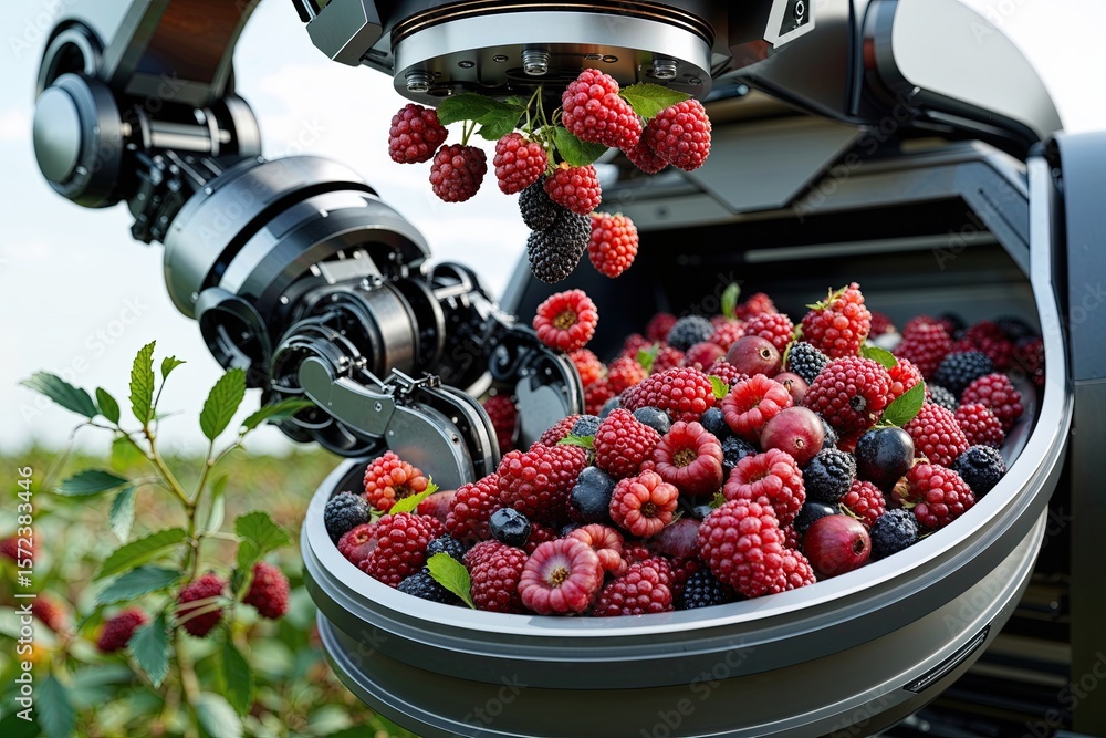 Poster advanced robotic system efficiently harvesting tasty berries with precision technology