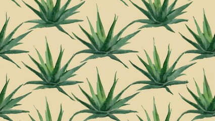 Obraz premium seamless watercolor pattern with aloe
