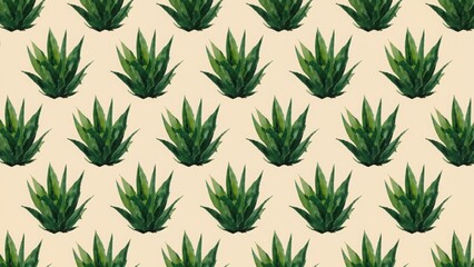 seamless watercolor pattern with aloe