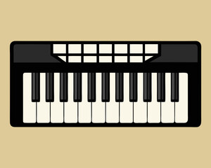 Fototapeta premium Simple Cartoon Illustration of a Black and White Keyboard on Tan Background