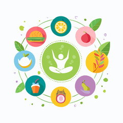 Colorful abstract background with flower and icon set illustration