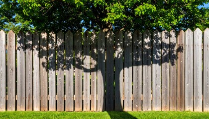 Wooden fence with tree shadow