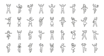 Ballroom and Latin Dance Couple Line Art Set