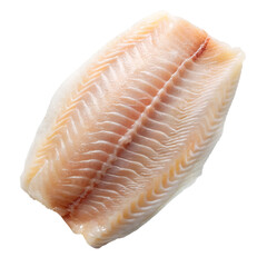 Fresh raw cod fillet ready for cooking healthy seafood protein source on transparent background.