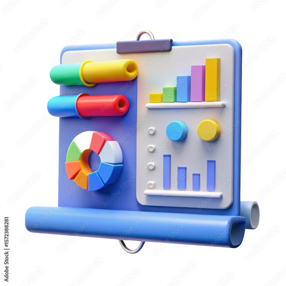 Aufkleber 3d data visualization report isolated on transparent background