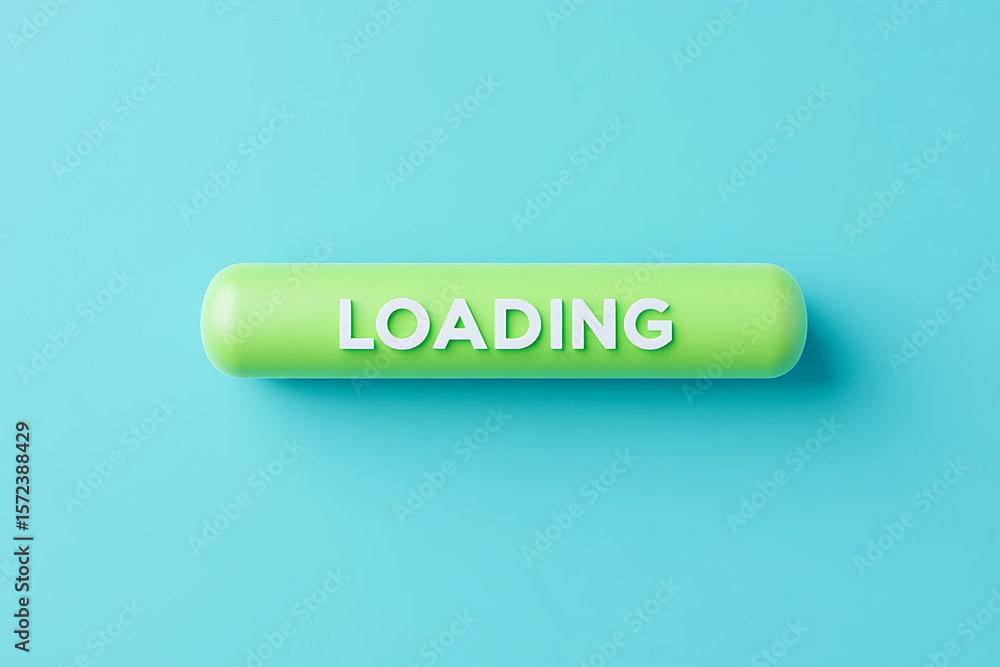 Fototapete a loading bar graphic in green with white text, set against a solid blue backdrop. clean and minimal