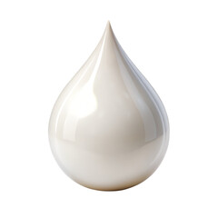 Creamy white liquid drop close up for product beauty and food concepts on transparent background.