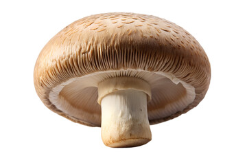 Mushroom portobello fungus edible ingredient healthy food closeup view on transparent background.