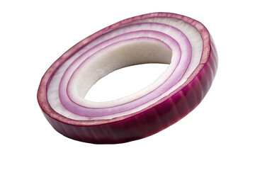 Red onion slice close up fresh vegetable ingredient food photography on transparent background.