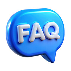 3d faq speech bubble isolated on transparent background