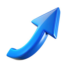 3d blue upward arrow isolated on transparent background