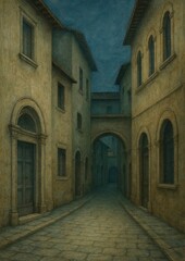 Fototapeta premium Historic alley under moonlight