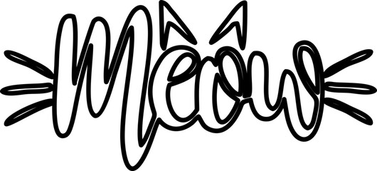 Meow Lettering Line Style