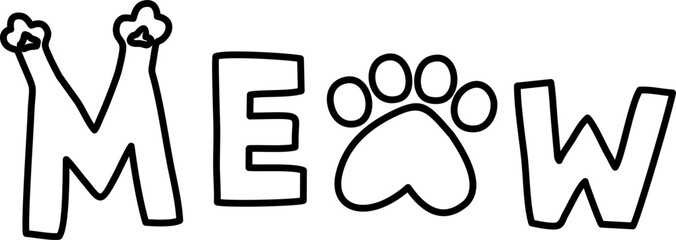 Meow Lettering Line Style