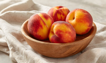 fresh peaches in a bowl. generative ai