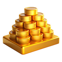3d stack of gold coins isolated on transparent background