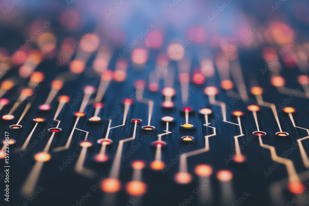 Poster digital pathways: an abstract view of a circuit board showcases intricate digital pathways, illumina