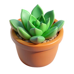 3d succulent plant in a terracotta pot isolated on transparent background