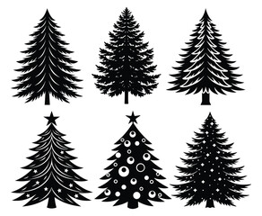 Obraz premium Grass and Wheat Silhouettes in Snowy Pine Forest Landscape Vector.