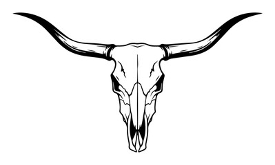 longhorn bull skull western icon vector illustration