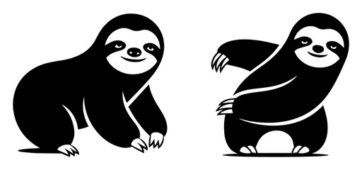 cute sloth character icon set funny animal mascot vector © Camel