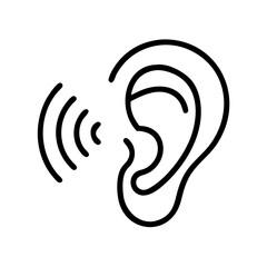 Ear Listening Sound Waves Line Icon