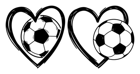i love soccer hand drawn hearts with ball