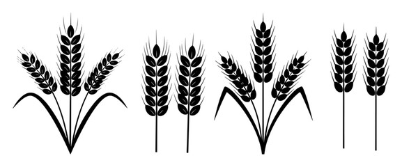 wheat ear icon set agriculture cereal grain vector logo