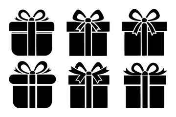 gift box with ribbon icon collection vector set