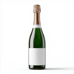 Green champagne bottle with blank label mockup
