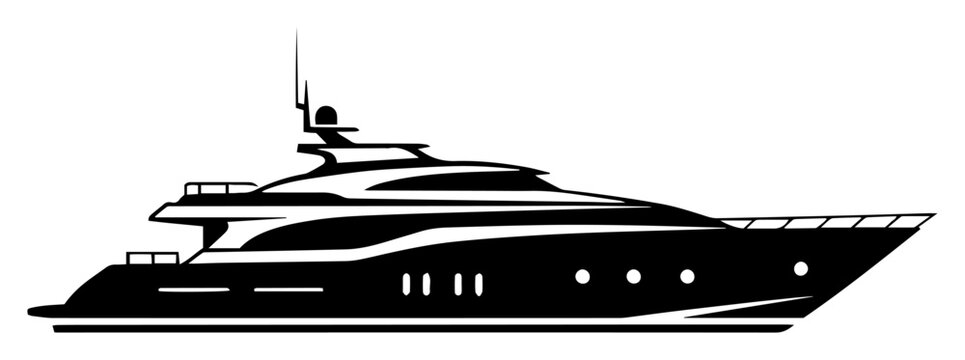 luxury yacht motor boat silhouette vector icon