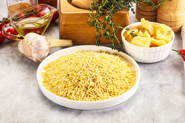 Italian raw dry pasta risoni