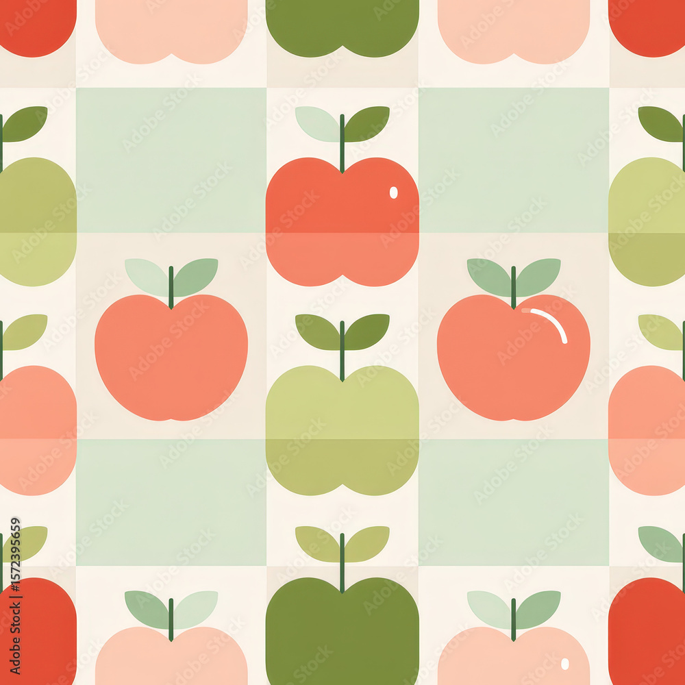 Poster minimal fruit icons seamless pattern in flat vector style perfect for modern design and textiles
