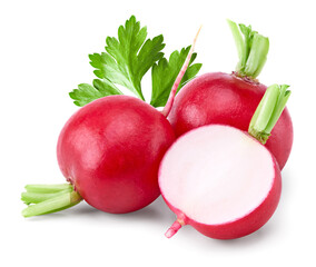 fresh radish isolated on white background. clipping path