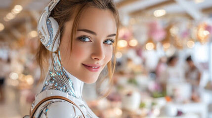 サイボーグのコスプレをしている美女