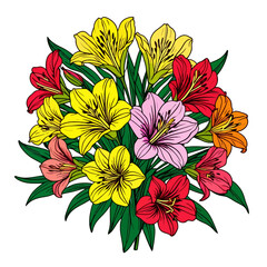 Aesthetic Bunch of Flowers Vector Graphic