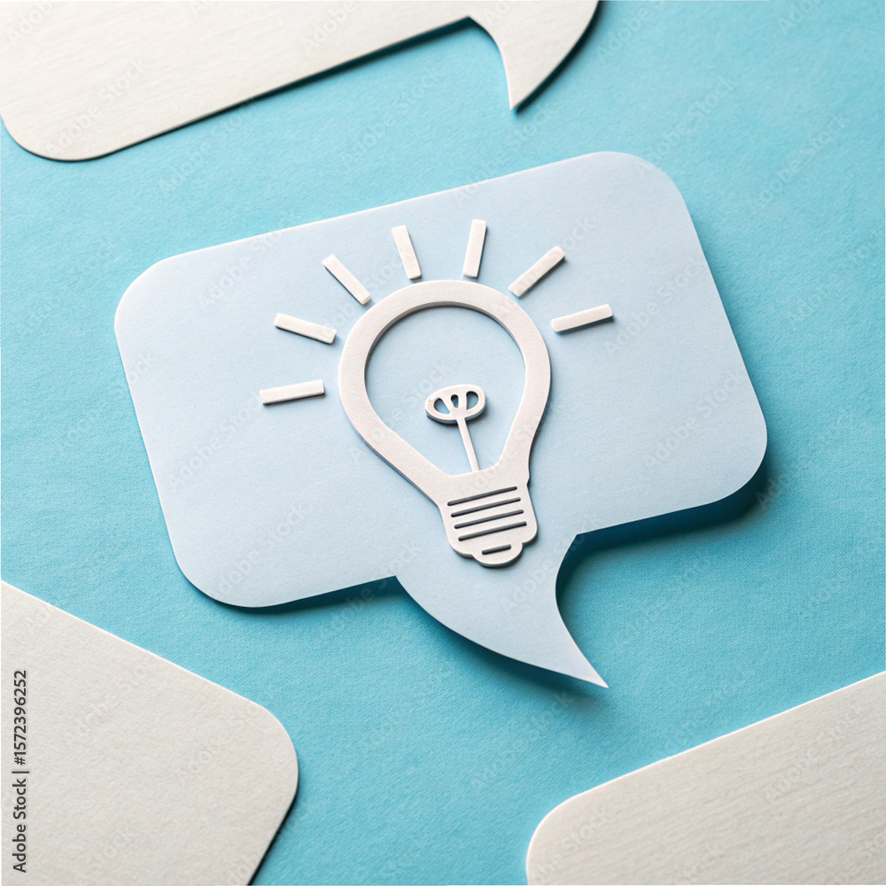 Poster lightbulb idea concept in speech bubble