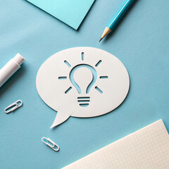 Creative Idea Representation with Light Bulb and Thought Bubble