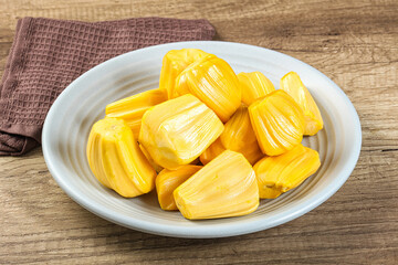 Raw ripe yellow jackfruit segment
