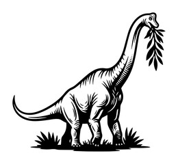 brachiosaurus long neck dinosaur eating leaves vector © Camel