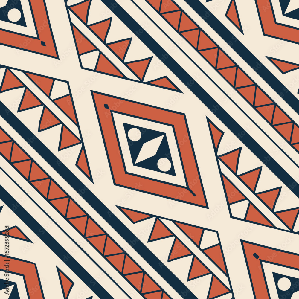 Poster geometric seamless vector pattern with triangles and diamonds in earthy tones