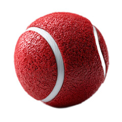 Realistic Red Tennis Ball with Texture and Detail on a White Background for Sports and Recreation Themes
