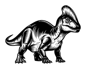 baby pachycephalosaurus dinosaur vintage illustration