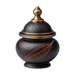 Elegant decorative container with intricate leaf design in earthy tones, perfect for home decor and style enhancement